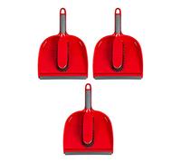 M1SS Set of 3- Dustpan and Brush with Soft Bristles Red Colour