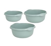 M1SS [Set of 3 Sizes Plastic Round Bowl + + Washing up Bowl Kitchen Basin Sink Tidy Mixing Bowl Wash Tub Space Saving for Sink, Kitchen Basin & Mixing Tasks Many More Use (Silver Sage)