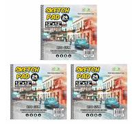 M1SS Set of 3 Spiral Bound Sketch Pads, 12x12 Inch, 24 Sheets Each, 130 GSM Smooth White Paper, Drawing Sketchbook for Sketching, Doodling, Design, Art Projects & Creative Practice