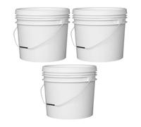 M1SS Set of 3 x 16 Litre Food Grade Plastic Bucket with Lid & Handle - White Airtight Storage Container, BPA Free, Recyclable & Durable