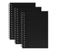M1SS Set of 3 x A5 Notebook Wiro Binding Cardboard Notebook 68 Gsm 140 Pages Stylish & Durable with Plain Black Cover for Office School Home