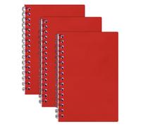 M1SS Set of 3 x A5 Notebook Wiro Binding Red Cardboard Notebook 68 Gsm 140 Pages Stylish & Durable for Office School Home
