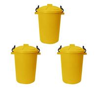 M1SS Set of 3 - Yellow Robust Versatile Multipurpose Large Garden Home Flexible Plastic Storage Container with Clip Lock Lids Bucket Trugs Horse Feeder Rubbish Flex Bins Home Garden (50L Litre Bin)