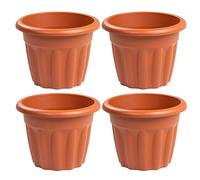 M1SS Set of 4-33Cm Terracotta Traditional Round Planters with Drainage Holes Suitable for Indoor and Outdoor Use Lightweight and Weather Resistant -12L Approx. Flower Pots