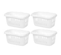 M1SS (Set of 4 60L Litres Hipster Laundry Basket Hardwearing Plastic with Convenient Carry Handles for Organising Clothes Washing Baskets Storage Linen Bin Tidy Bedroom, Washroom (Ice White)