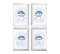 M1SS (Set of 4) - A4 Silver Photo Frame Glass Front A4 Size Wood Picture Frames Certificate Posters Freestanding and Wall Mountable, 21cm x 29.7cm Picture Frame Set for Home Office Wall Décor