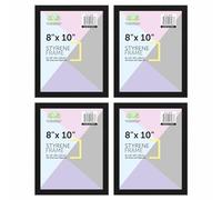 M1SS (Set of 4 Black 8" x 10" Picture Frame with Styrene front Sleek Design Freestanding and Wall Mountable 20 x 25 cm picture frames for Wedding Family Home Office Classic Wall decor