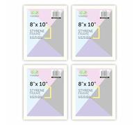 M1SS (Set of 4 Premium White 8"X10" Photo Frame with Styrene front with wall or table Mount for Horizontal and Vertical Formats for Wedding Family Home Office Wall Decor