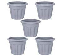 M1SS Set of 5-25cm Round Planter Upcycled Grey Flower Pot Garden Plant Container Indoor Outdoor Home Decoration Traditional Planters