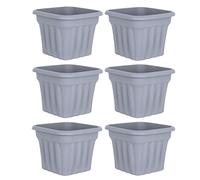 M1SS Set of 6-40cm Traditional Grey Square Planter Upcycled Plastic Weather Resistant Flower Pots Plant Pot Decorative Home Gardening Nursery Aloe Orchid Seedlings Sapling Box Drainage Holes