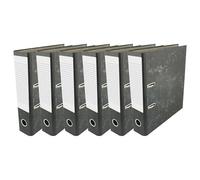 M1SS Set of 6 A4 Lever Arch Files - (Black Cloud) 80mm Spine Paper Over Board Ring Binder Folders with Finger Pull & Label Area - Document Organiser for Office, Home, School Use