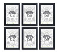 M1SS Set of 6 Black 8" x 10" Photo Frame with Glass Front to Hang Portrait or Landscape for Wall Hanging or Table Top free-Standing Picture for Home Family Office Decor