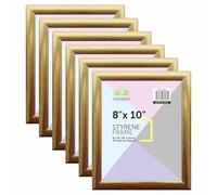 M1SS Set of 6 - Gold 8" x 10" Picture Frame with Styrene front Gallery Picture Frames Sleek Design Multiple Pictures, Portrait or Landscape Orientation for Desk Wedding décor Wall Decoration (Gold)