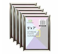 M1SS Silver Photo Frame 5”x7 inches Styrene Window Premium Quality Gallery Picture Frames 13 x 18 CM For Home Family Office Decor, Classic Wall Mountable & Tabletop (Set of 5)