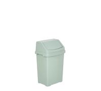 M1SS Small 8 Litre Silver Sage Swing Bin Plastic Waste Bin with Lid Compact Dustbin for Kitchen Bathroom Bedroom Office Toilet Utility Room Daily Use Space Saving Durable Plastic Household Rubbish Bin