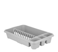 M1SS Soft Grey High Grade Plastic Dish Drainer Plate Cutlery Rack Kitchen Sink Utensil Draining Cup Holder Drying Rack Draining Rack Sink Drainer (Medium)