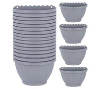 M1SS Wall Planter Baskets Soft Grey Pack of 20 - Etruscan Style Hanging Plant Pots, Recycled Plastic Wall Mounted Garden Planters for Fence Balcony Patio