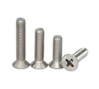 M2 /2.5/3 /4/5 /6/8 * 4 5 8 10 12 20 30-60 GB819 DIN965 316 Stainless Steel Phillips Cross Flat Countersunk Head Screw Bolt(160Pcs M2x0.4x4)