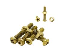 M2 .5 M3 M4 M5 M6 Brass Cross Round Pan Head Bolt Nut Combination Set Recess Machine Screw Length 4~45mm(M2x6mm-50 Sets)