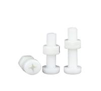 M2 .5 M3 M5 M6 White Nylon Round Head Bolt Nut Combination Set Plastic Insulated Cross Screw Length 4mm~30mm(White-30 Sets,M3x10mm)