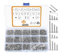 M2.5 Screw Set, 840 Hex Head Screws with Pan Head, Cylinder Nuts and Washers Assortment Kit, Thread Screws Cylinder, Stainless Steel Screw Set