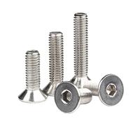 M2.5 x 50Pieces,4mm 304 stainless steel Bolt Hexagon Hex Socket Flat Head Countersunk Screw Furniture screws