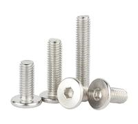 M2-M12 Hexagon Socket Ultra Thin 304 Stainless Steel Flat Wafer Allen Head Bolt, 10pcs, 30mmxM12