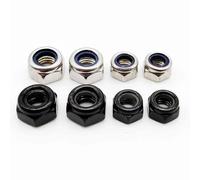 M2 M2.5 M3 M3.5 M4 M5 M6 M8 M10 M12 M14 M16 304 Stainless Steel Black Hex Nylon Insert Lock Nut Self-locking Locknut(304 stainless steel,25pcs M6)