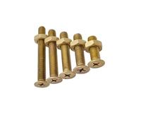 M2 M2.5 M3 M4 M5 M6 Brass Copper 2 In 1 Flat Head Bolt Nut Combination Set Cross Countersunk Screw Hexagon Nuts(M6x12mm-5Sets)