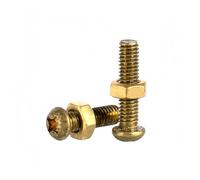 M2 M2.5 M3 M4 M5 M6 Brass Two-piece Screw Nut Set Cross Round Pan Head Bolt Hexagon Combination for Precision Fastening(10mm,M3-20sets)