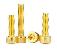 M2 M2.5 M3 M4 M5 M6 M8 DIN912 Golden Allen Screw Hex Socket Cap Cup Head Screw Ti-gold Plated Grade 12.9 Alloy Steel(M4x6 20pcs)