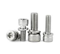 M2 M2.5 M3 M4 M5 M6 M8 M10 304 Stainless Steel Hexagon Socket Cap Head Screw Bolt with Washer Combination 40mm 5pcs M6