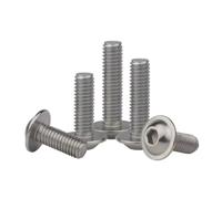 M2 M2.5 M3 M4 M5 M6 M8 M10 ISO7380.2 304 A2 Stainless Steel Hex Hexagon Socket Round Button Head With Washer Collar Bolt Screw(X10mm,M3 50pcs)