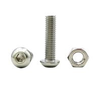 M2 M3 M4 M5 M6 Hex Button Socket Head Cap Bolt and Nut Set 304 Stainless Steel Hexagon Hex Socket Button Head Screw Assortment(M3 (1set))