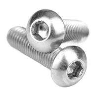 M2 M3 M4 M5 M6 M8 M10 M12 304 Stainless Steel Round Pan Head Hex Hexagon Socket Screw Mushroom Button Head Bolts(16mm,M6 (10pcs))