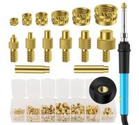 M2-M8 Threaded Heat Inserts Set for Plastic,Preciva 130PCS Metric Brass Knurled Nuts& Soldering Iron Kit(220〜450℃),Assortment Kit Brass Heat Inserts Set for Plastic and 3D Printing Components