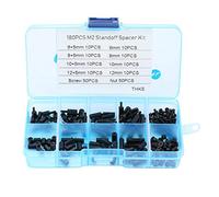 M2 Standoff Kit,180pcs Black M2 Male Female Standoffs Screws Nuts Assortment Kit with Box