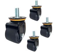 M20 Heavy Duty Threaded Stem Caster with Brake 2/2.5/3 inch Double Bearing Nylon Caster Set of 4 No Noise Replacement Tires for Furniture Industr (Swivel 3