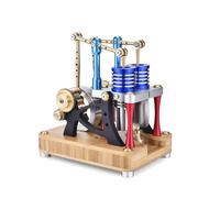 M20-T Hot Air Stirling Engine, Alpha Type Balance Beam Twin Cylinder Double Piston Engine Model for External Combustion, Gift for Science and Technology Lovers