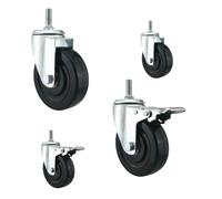 M20 Threaded Stem Caster Set of 4, Heavy Duty 3 Inch Rubber Swivel Casters with Brake, Ideal for Indoor/Outdoor Equipment, 2 Swivel + 2 Brake Design