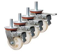 M20 Threaded Stem Casters, 4/5/6 inch Nylon Industrial Castors, Machine Equipment Swivel Casters with Brake, Heavy Duty Bearing Stem Casters Wheels, set of 4 (Color : 4 inch, Size : M20*150)