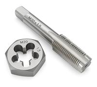 M20 x 1.5 Metric Tap and Die Set HSS Machine Tap and GCr15 Alloy Steel Hex Die Right Hand Thread Cutting Tool for Metal Repair