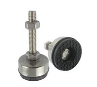 M20x120mm Stainless Steel Thread Leveling Feet | 2pcs adjustable furniture support legs with 85mm diameter rubber base