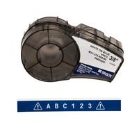 Brady Vinyl Label Tape for Label Printer M211 & M210 - Self Adhesive Vinyl Printer Labels - - White on Blue (9.53mm x 6.40m) - M21-375-595-BL