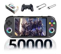 M22 Pro Retro Handheld Game Console,50000+ Games,30+ Emulators,EmuELEC System Portable Video Gaming Console,5-inch IPS 16 Million Color RGB Screen,with 2.4G Wireless Controller,3000mAh (Black-256G)