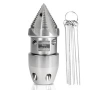M22 Sewer Jetter Rotating Nozzle - Stainless Steel, Drain Pipe Cleaning Nozzle for 40 L/min Pressure Washer Cleaning (Silver Head)