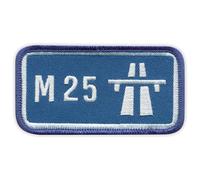 M25 Motorway - London Orbital Motorway - UK Road Sign - Heat-Activated Adhesive/Iron-on Backing - Embroidered Badge/Patch