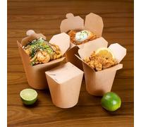 M25 Packs 50 X 26oz / 750ml Kraft Noodle Boxes Disposable Chinese Takeaway Noodle Boxes Square With Tuck Top Lid Takeaway Snack Boxes & Leak Proof Design Biodegradable (26oz / 750ml, 50)