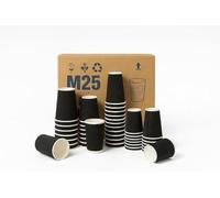 M25 Packs - 500 x Black 12oz Ripple Cups - 3 Ply Insulated Paper Cups - Disposable Hot Coffee Tea Drinking Cups