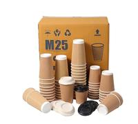 M25 Packs - 500 x Kraft 12oz Ripple Cups - 3 Ply Insulated Paper Cups - Disposable Paper Hot Coffee Tea Drinking Cups